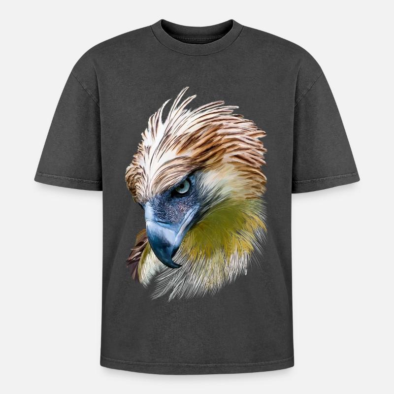 Eagle - Oversized Unisex Premium Acid-Washed T-Shirt - acid washed black