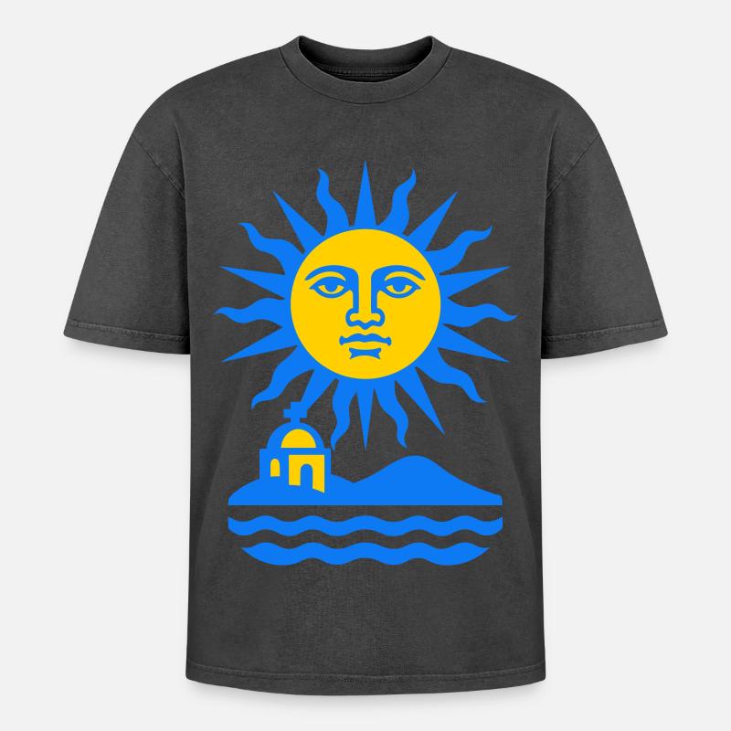 Grèce Sun Art - T-shirt Premium unisexe oversize acid-washed - noir délavé acide