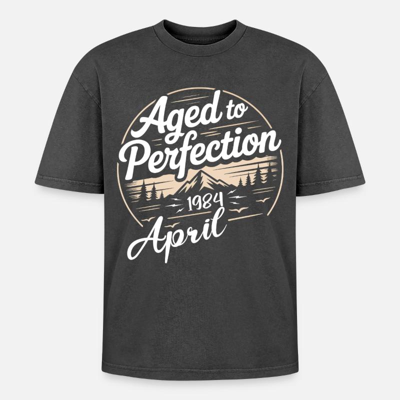 April 1984 birthday april 1984 - Oversized Unisex Premium Acid-Washed T-Shirt - acid washed black