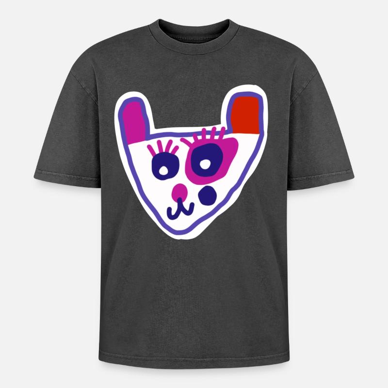 PANDA2 - Oversized Unisex Premium Acid-Washed T-Shirt - Schwarz Acid Wash
