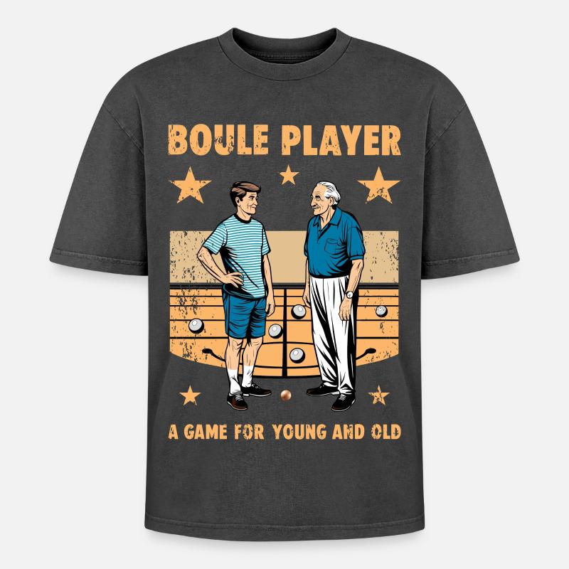 Boule player - Oversized Unisex Premium Acid-Washed T-Shirt - acid washed black