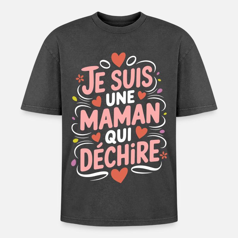 Ich bin eine Killer-Mutter - Oversized Unisex Premium Acid-Washed T-Shirt - Schwarz Acid Wash
