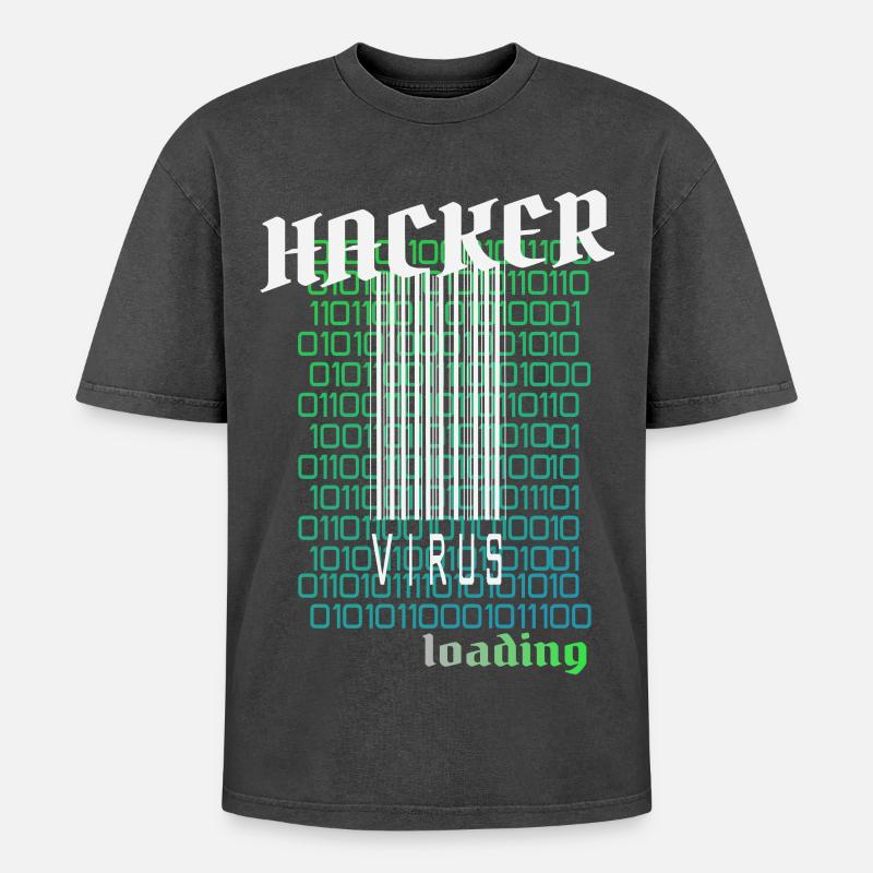 Anonymous, Hacker - Oversized Unisex Premium Acid-Washed T-Shirt - Schwarz Acid Wash