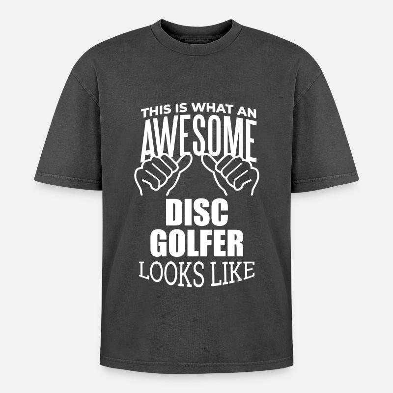 Disc Golf - Oversized Unisex Premium Acid-Washed T-Shirt - acid washed black