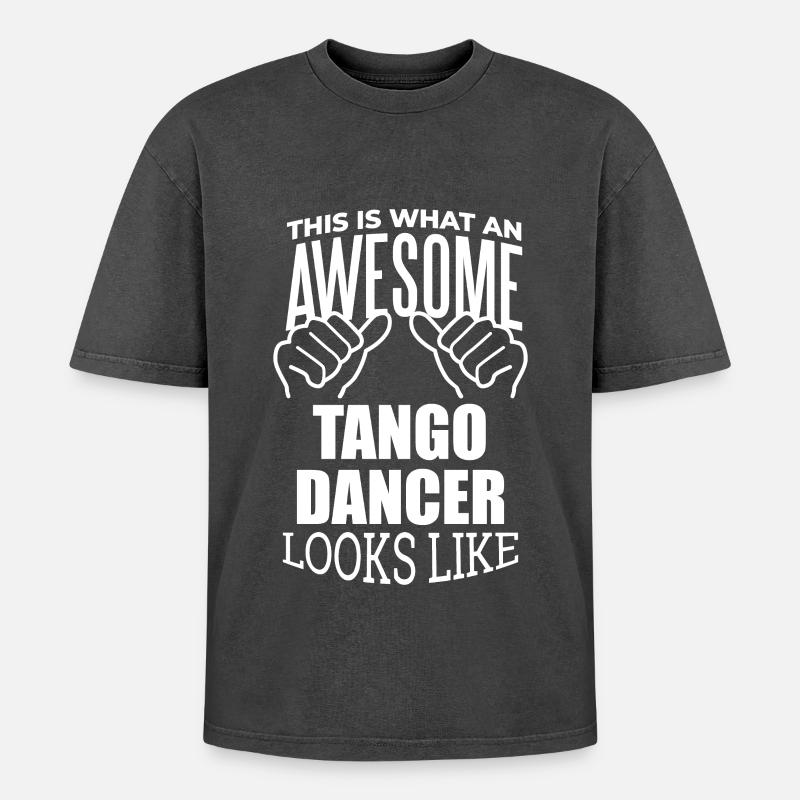Tango - Oversized Unisex Premium Acid-Washed T-Shirt - acid washed black