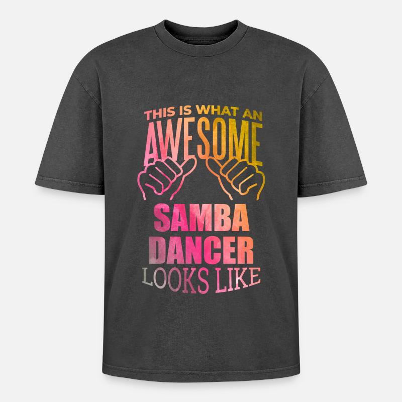 Samba - Oversized Unisex Premium Acid-Washed T-Shirt - Schwarz Acid Wash