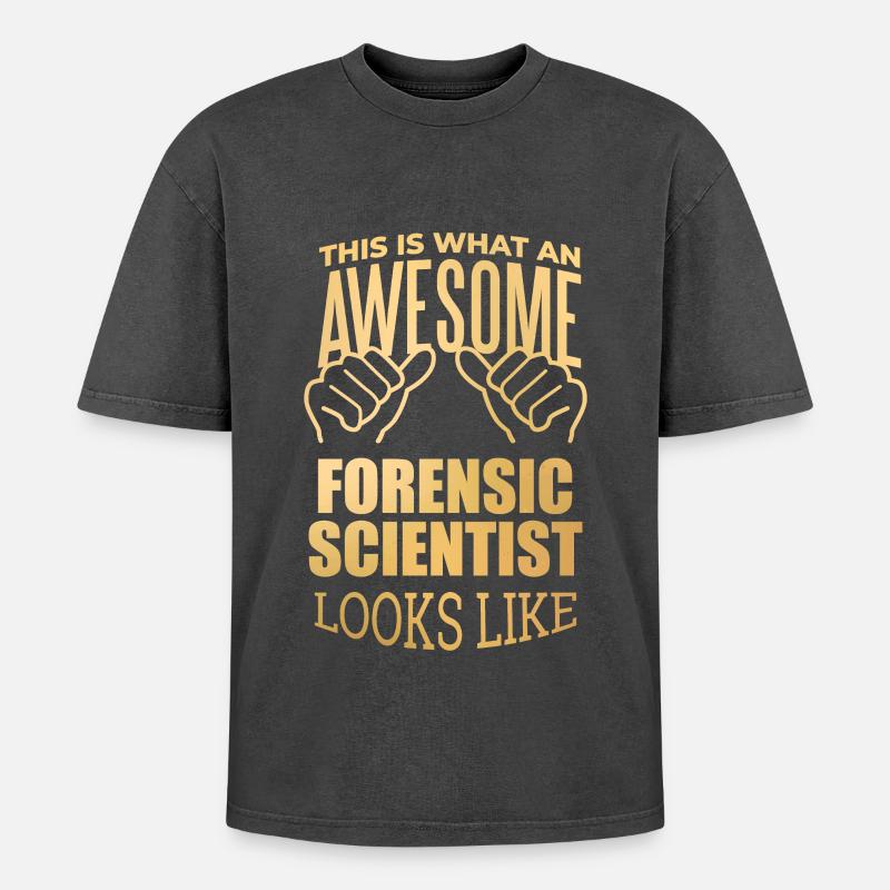 Forensik - Oversized Unisex Premium Acid-Washed T-Shirt - Schwarz Acid Wash