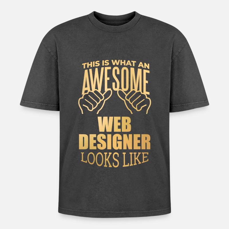 Web Designer - Oversized Unisex Premium Acid-Washed T-Shirt - acid washed black