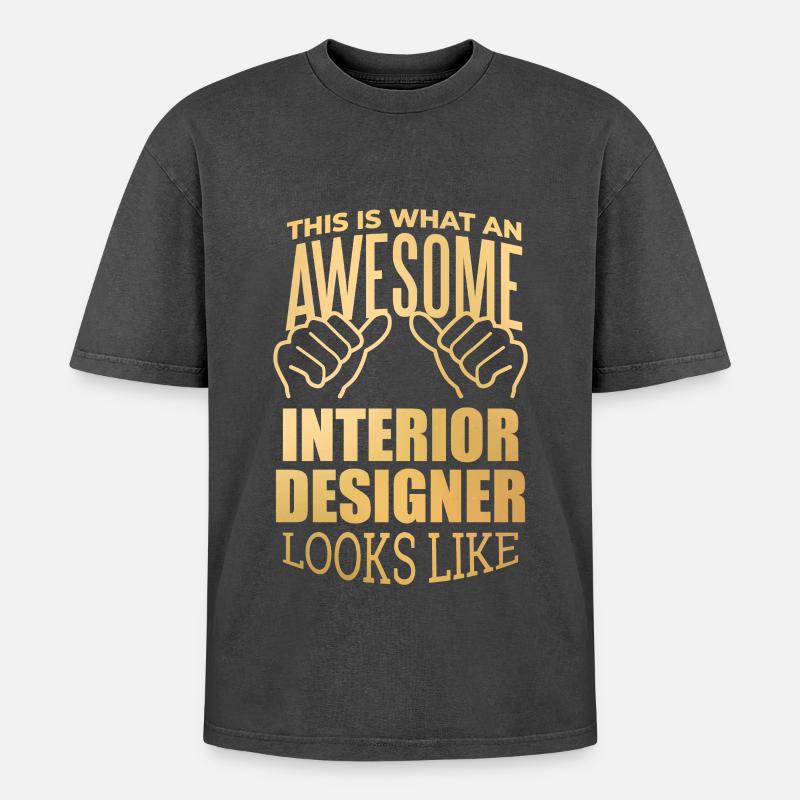 Interior Designer - Oversized Unisex Premium Acid-Washed T-Shirt - acid washed black