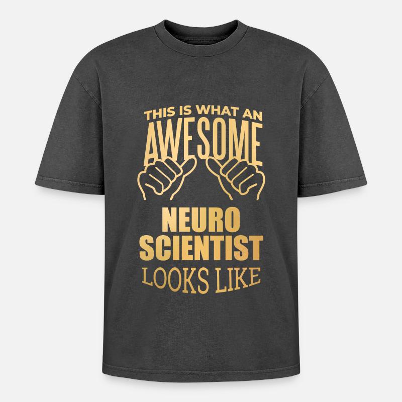Neuroscience - Oversized Unisex Premium Acid-Washed T-Shirt - acid washed black