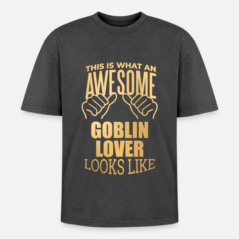 Goblin - Oversized Unisex Premium Acid-Washed T-Shirt - acid washed black