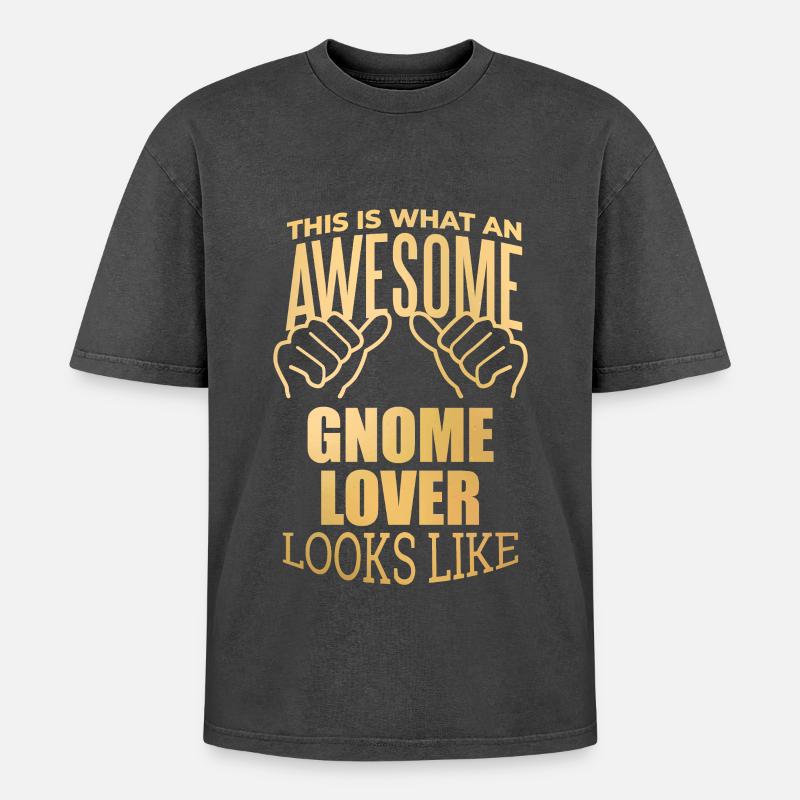 Gnom - Oversized Unisex Premium Acid-Washed T-Shirt - Schwarz Acid Wash