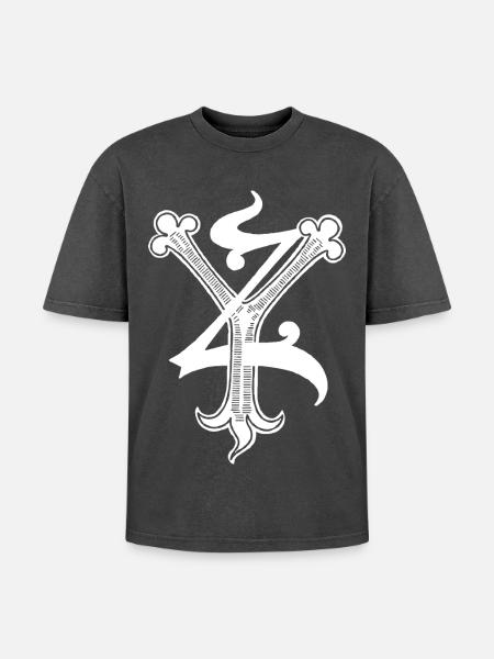Letters YZ Rapp art - Oversized Unisex Premium Acid-Washed T-Shirt - acid washed black