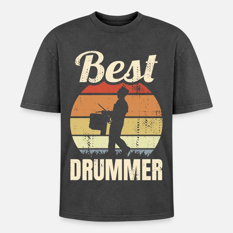 Bester Trommler - Oversized Unisex Premium Acid-Washed T-Shirt - Schwarz Acid Wash