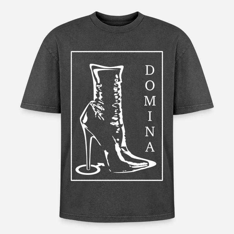 Dominatrix - Oversized Unisex Premium Acid-Washed T-Shirt - acid washed black