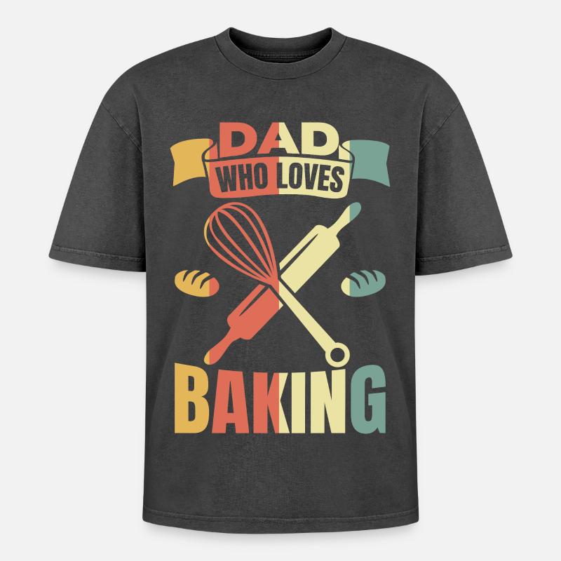 Bäcker Vater - Oversized Unisex Premium Acid-Washed T-Shirt - Schwarz Acid Wash