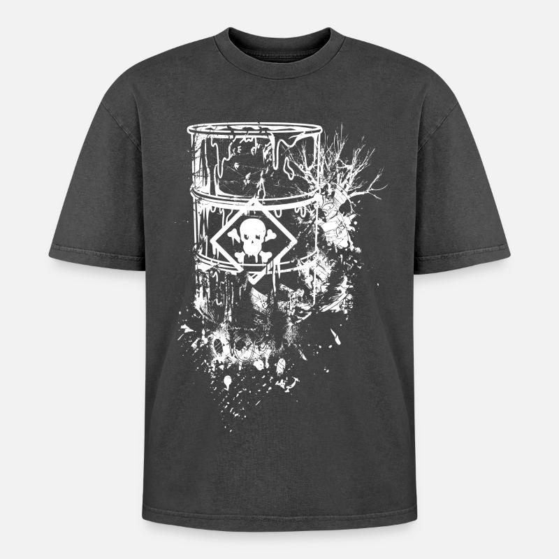 Giftmüll - Oversized Unisex Premium Acid-Washed T-Shirt - Schwarz Acid Wash