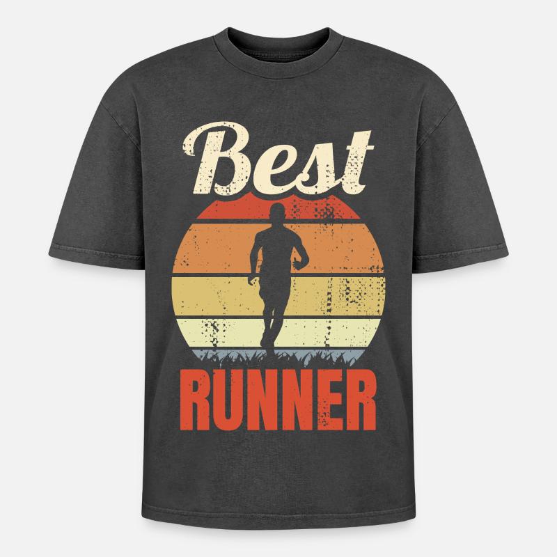 Bester Jogger - Oversized Unisex Premium Acid-Washed T-Shirt - Schwarz Acid Wash