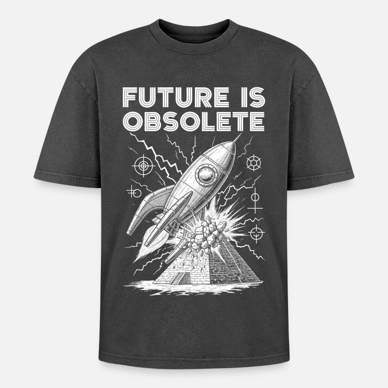 Future Vision Space Design - Oversized Unisex Premium Acid-Washed T-Shirt - acid washed black