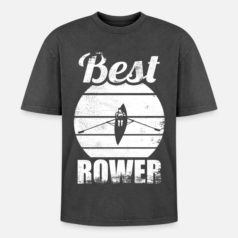 Rower - Oversized Unisex Premium Acid-Washed T-Shirt - acid washed black