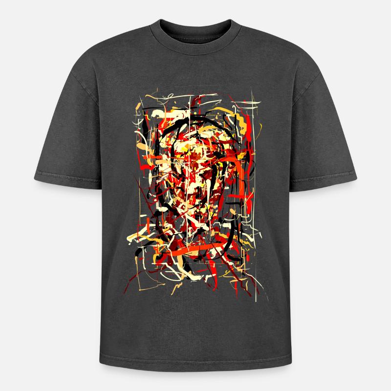 Flaming Devil - Oversized Unisex Premium Acid-Washed T-Shirt - acid washed black