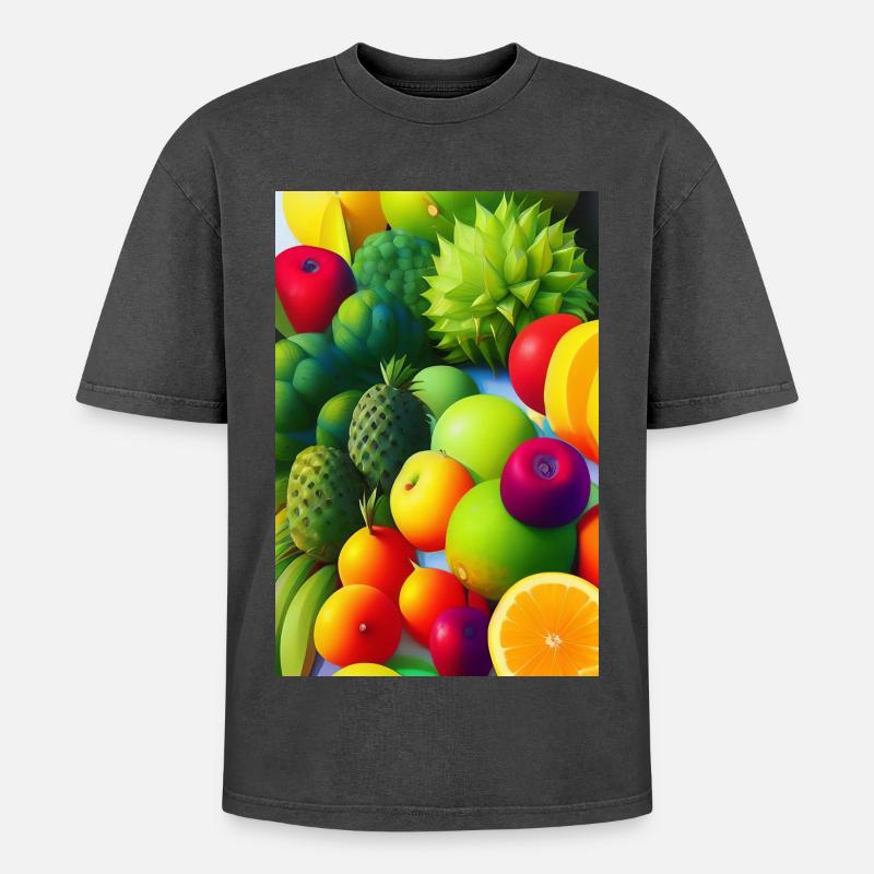 Fruit - Oversized Unisex Premium Acid-Washed T-Shirt - acid washed black