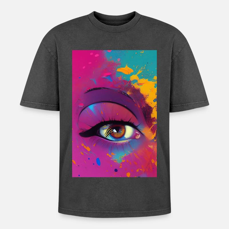 Abstrakte Kunst - Oversized Unisex Premium Acid-Washed T-Shirt - Schwarz Acid Wash