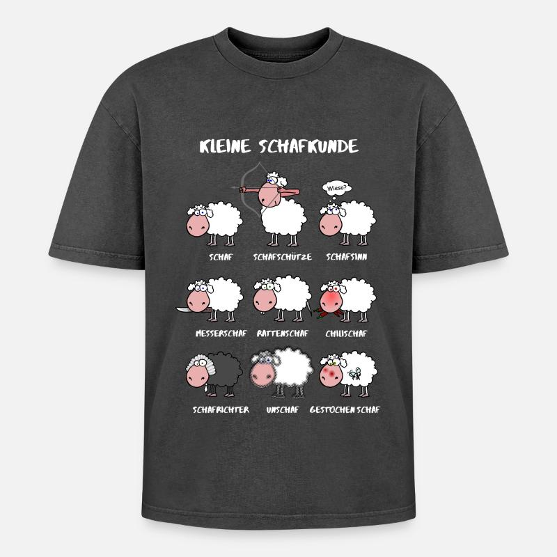 A little sheep knowledge - Oversized Unisex Premium Acid-Washed T-Shirt - acid washed black