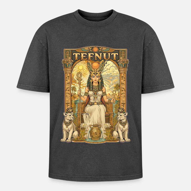 TEFNUT-Thron - Oversized Unisex Premium Acid-Washed T-Shirt - Schwarz Acid Wash