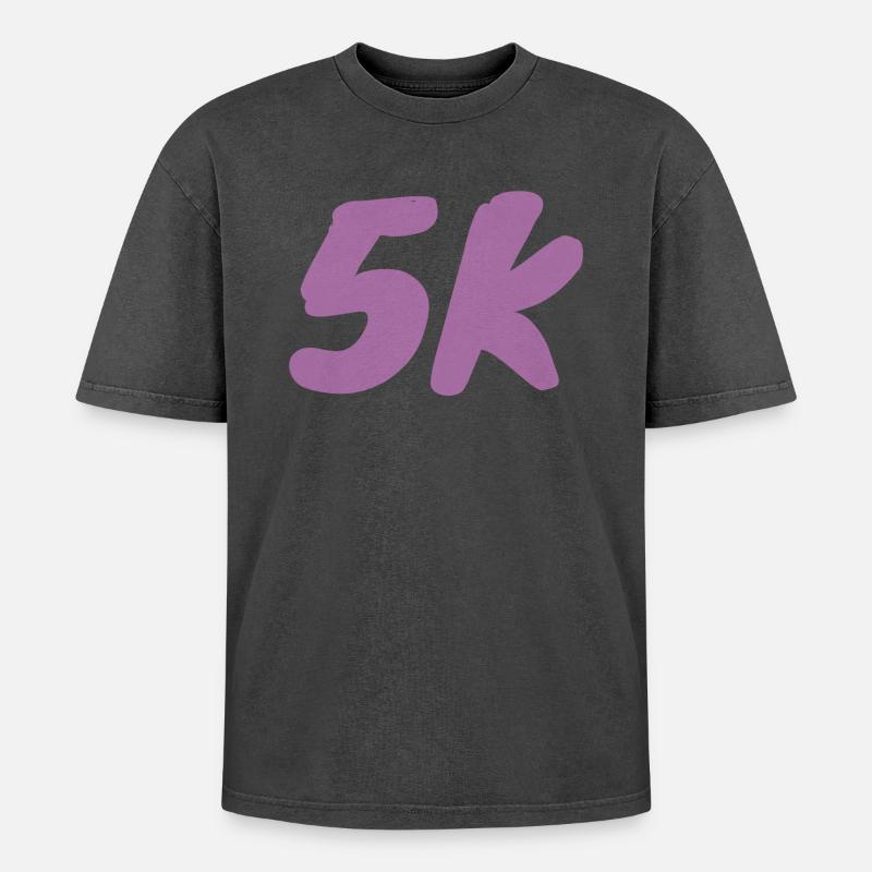 5K_langsame Läufer - Oversized Unisex Premium Acid-Washed T-Shirt - Schwarz Acid Wash