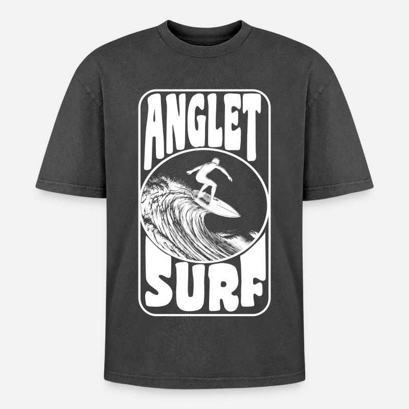 ANGLET - Oversized Unisex Premium Acid-Washed T-Shirt - acid washed black