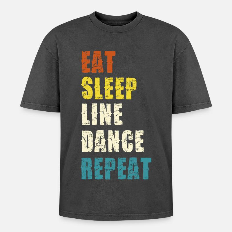 Line Dance Lebensstil Slogan - Oversized Unisex Premium Acid-Washed T-Shirt - Schwarz Acid Wash