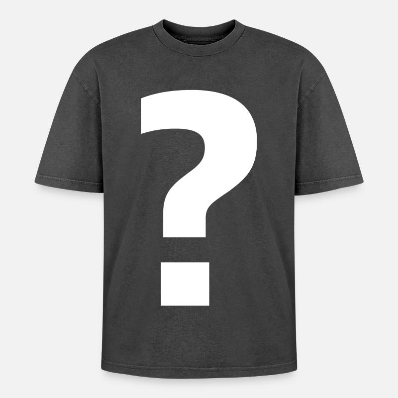 Fragezeichen | stilvolle Neugier - Oversized Unisex Premium Acid-Washed T-Shirt - Schwarz Acid Wash