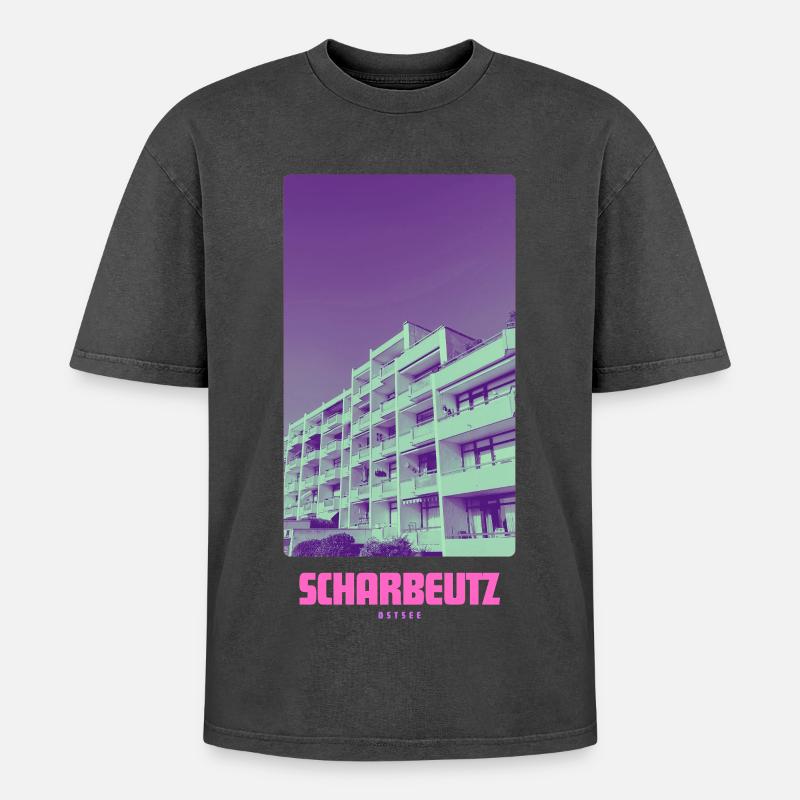 Scharbeutz Ostsee - Oversized Unisex Premium Acid-Washed T-Shirt - Schwarz Acid Wash