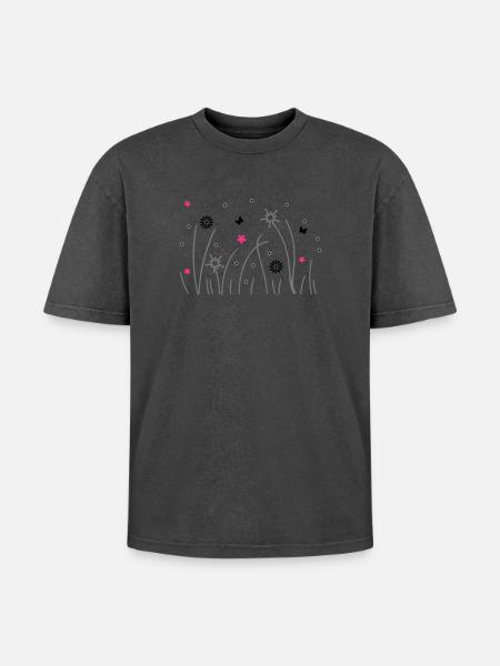 grashalme - Oversized Unisex Premium Acid-Washed T-Shirt - acid washed black