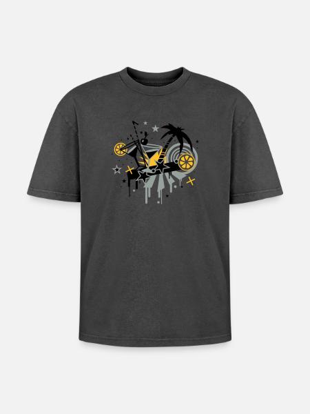cocktail_bar - Oversized Unisex Premium Acid-Washed T-Shirt - acid washed black