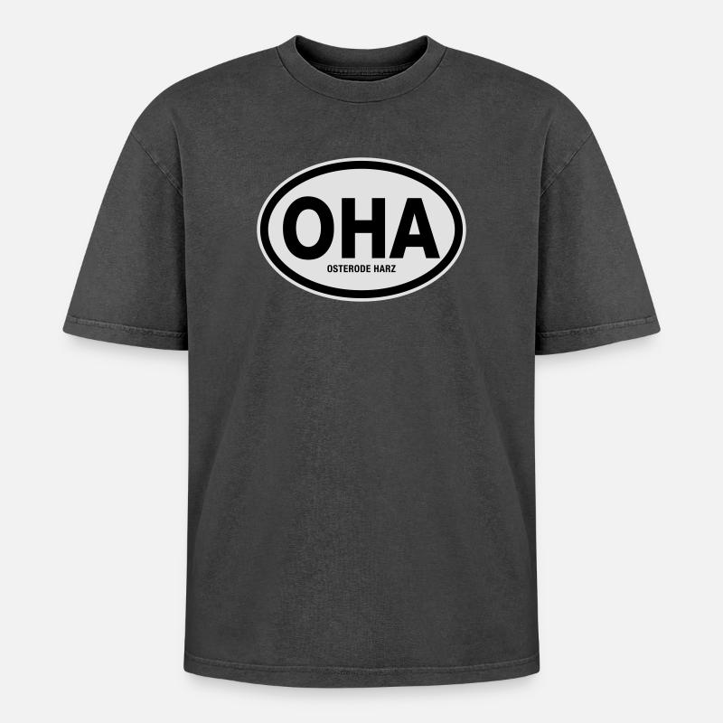 OHA Osterode Harz - Oversized Unisex Premium Acid-Washed T-Shirt - Schwarz Acid Wash