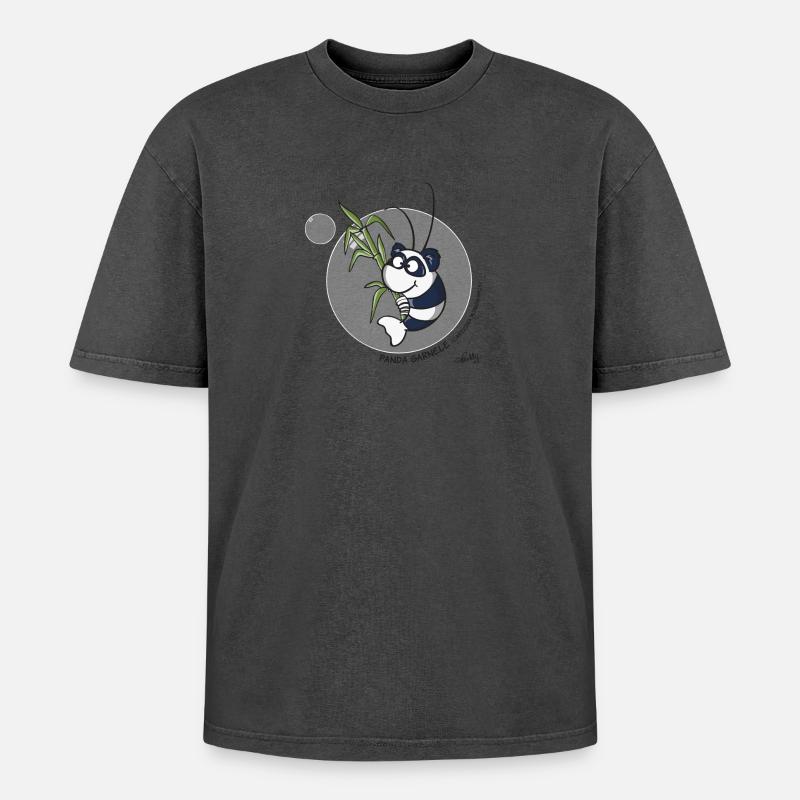 Panda Garnele - Oversized Unisex Premium Acid-Washed T-Shirt - Schwarz Acid Wash