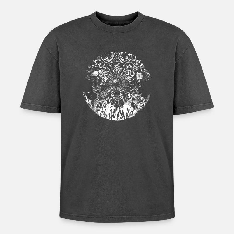 four elements - Oversized Unisex Premium Acid-Washed T-Shirt - acid washed black