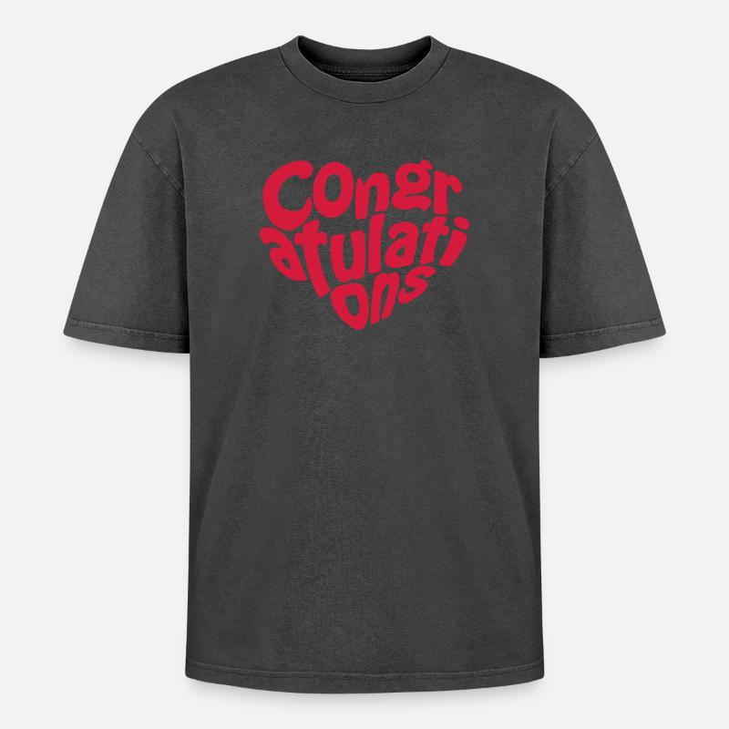 Congratulations | Gratulation - Oversized Unisex Premium Acid-Washed T-Shirt - acid washed black
