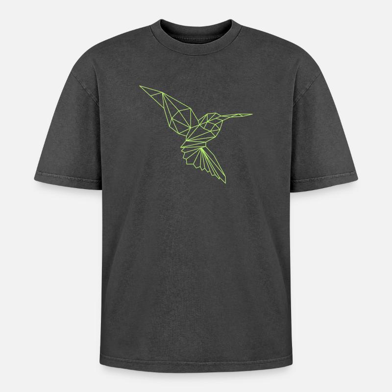Eisvogel - Oversized Unisex Premium Acid-Washed T-Shirt - Schwarz Acid Wash