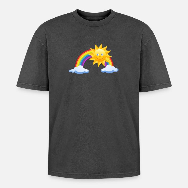 rainbow - Oversized Unisex Premium Acid-Washed T-Shirt - acid washed black