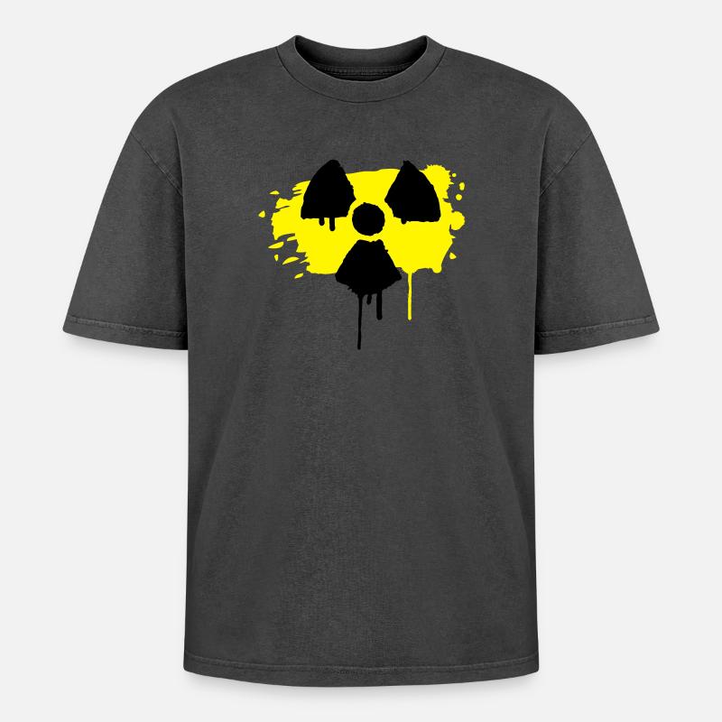 radio active sign as graffiti - Oversized Unisex Premium Acid-Washed T-Shirt - acid washed black