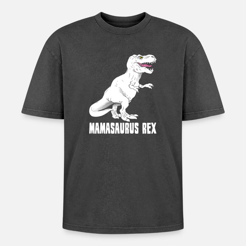 Mutter Dinosaurier - Mamasaurus Rex - Lustig - Oversized Unisex Premium Acid-Washed T-Shirt - Schwarz Acid Wash