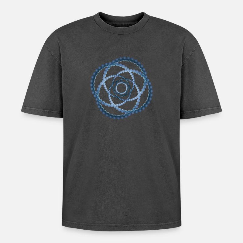 atom - cellular six - Oversized Unisex Premium Acid-Washed T-Shirt - Schwarz Acid Wash