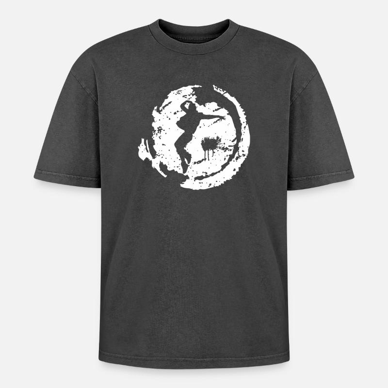Breakdance - Oversized Unisex Premium Acid-Washed T-Shirt - Schwarz Acid Wash