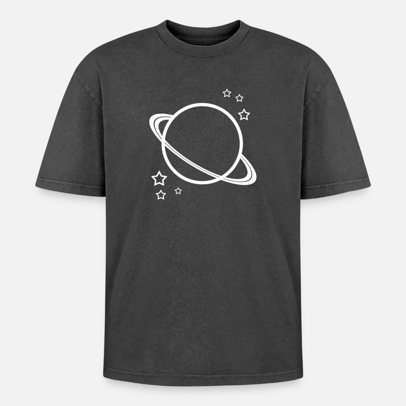 Planet Space universe - Oversized Unisex Premium Acid-Washed T-Shirt - acid washed black