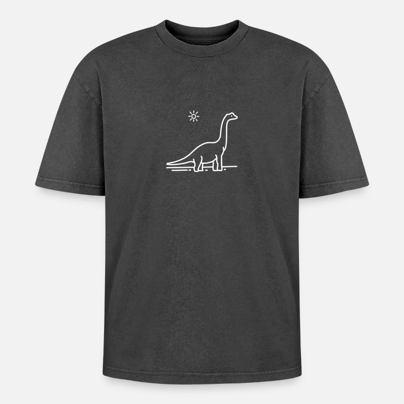 Dinosaurier - Oversized Unisex Premium Acid-Washed T-Shirt - Schwarz Acid Wash