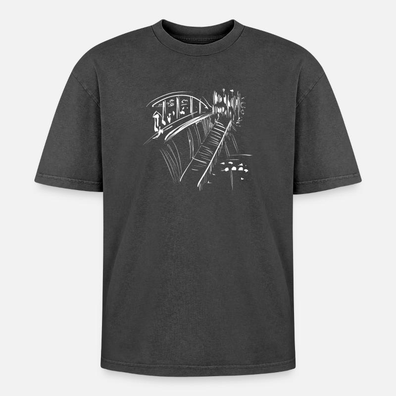 Pont d'architecture - T-shirt Premium unisexe oversize acid-washed - noir délavé acide