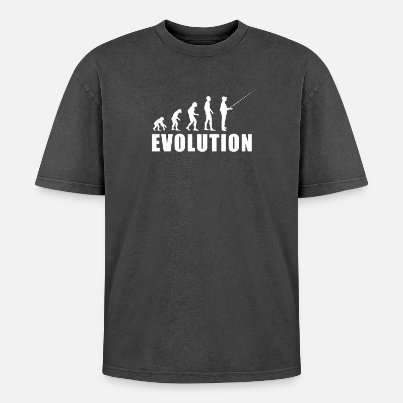 Cadeau de pêcheur EVOLUTION - T-shirt Premium unisexe oversize acid-washed - noir délavé acide
